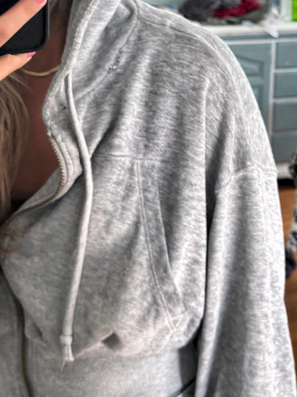 Free People Low Key Cropped Zip Hoodie in Gray Size XS - Picture 4 of 8